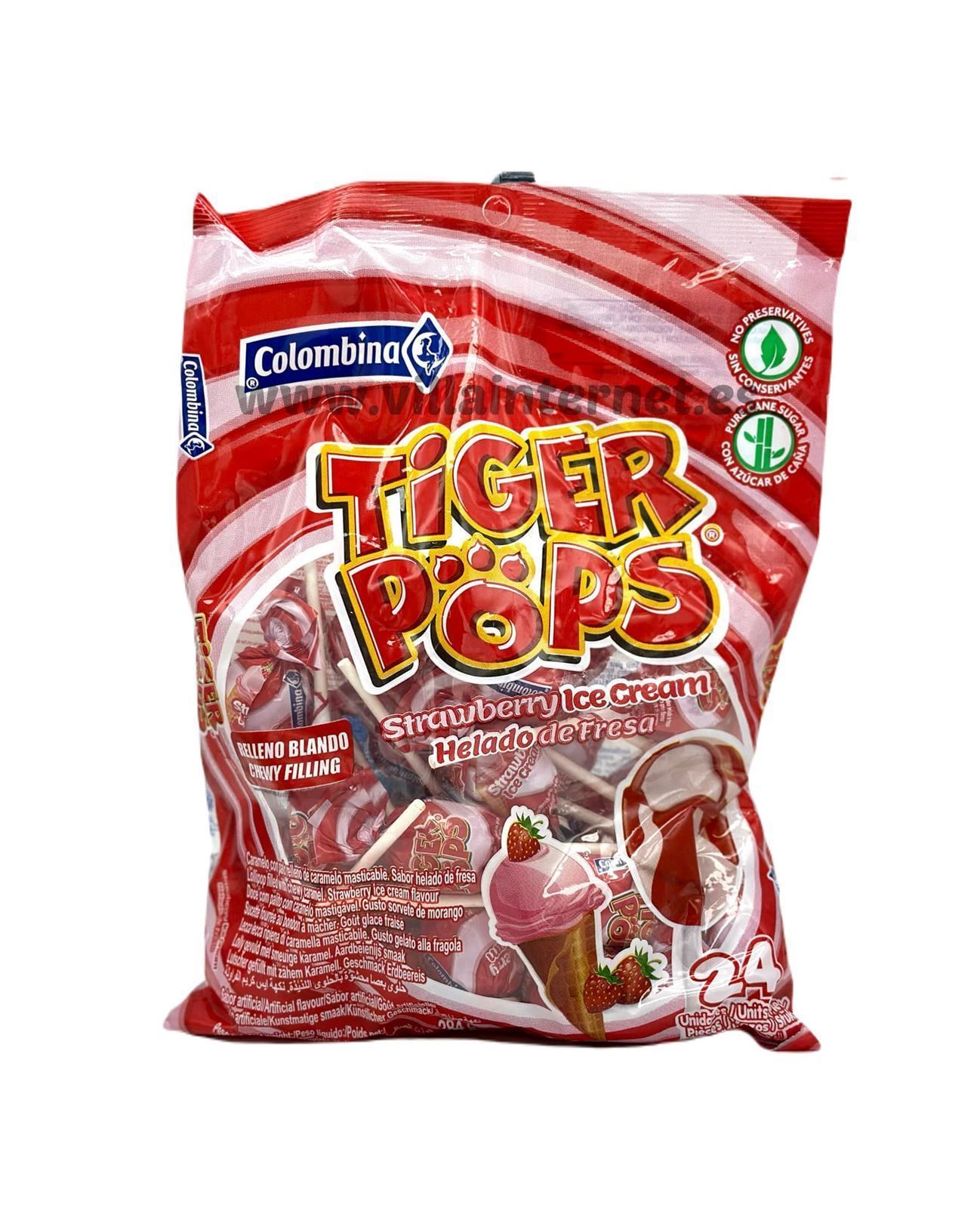 Tiger Pops sabor helado de fresa 24uds. - Imagen 1