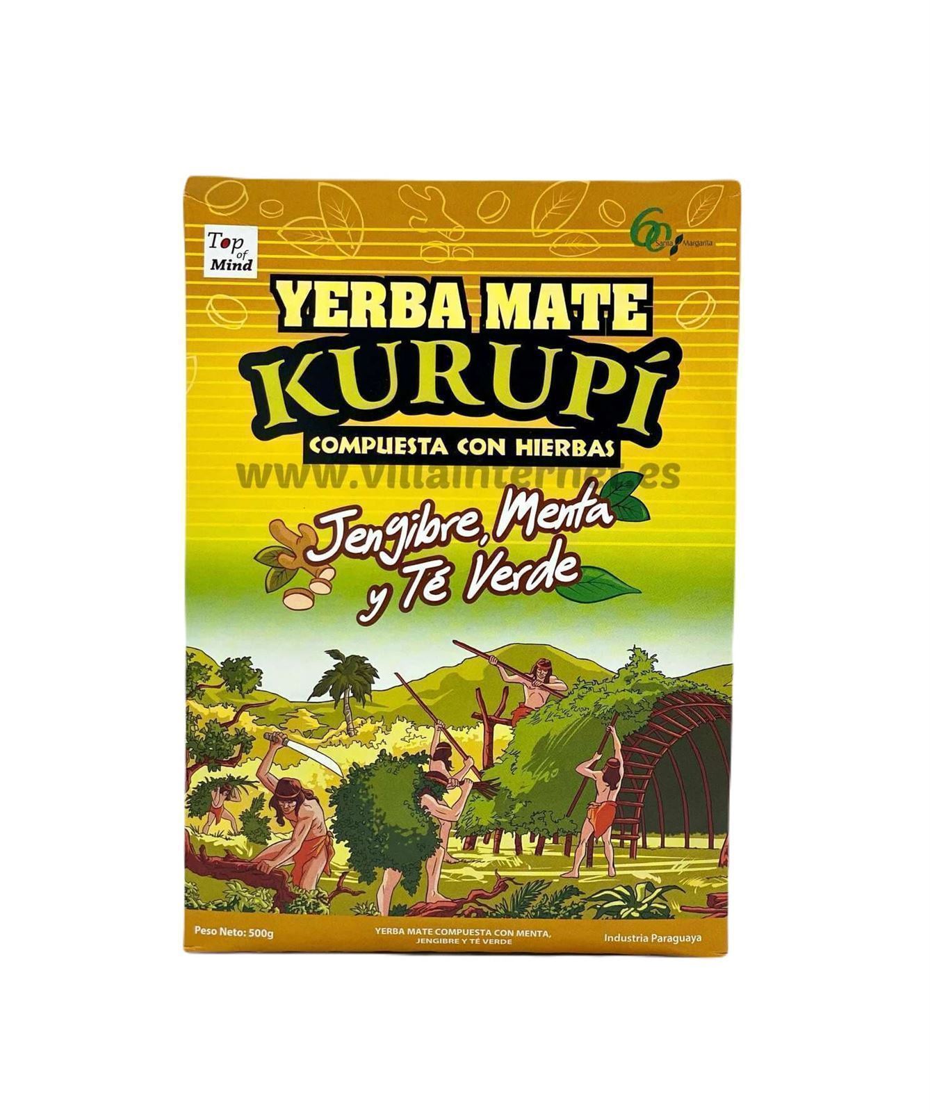 Yerba mate Kurupí jengibre, menta y té verde 500g - Imagen 1